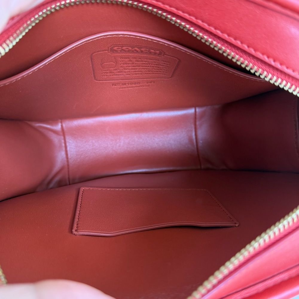 COACH Originals Archival Zip Geometric Pouch Leather Crossbody Bag Carmine Red - Picture 12 of 16